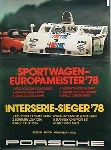 Porsche Original Rennplakat 1978 - Porsche 908/3 Turbo Siege - Gut Erhalten