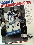 Porsche Original Rennplakat 1984 - 1000 Km Nürburgring - Lädiert