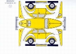 Bastelpostkarte Vw Käfer Gelb