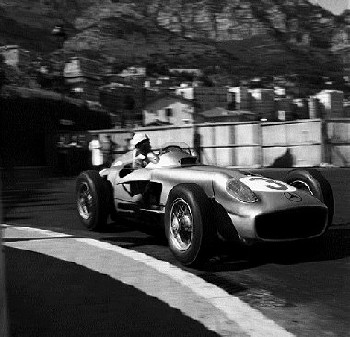 Stirling Moss In His Mercedes-benz W 196 Monaco Grand Prix 1955