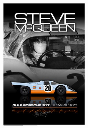 Steve Mcqueen With His Gulf Porsche 917