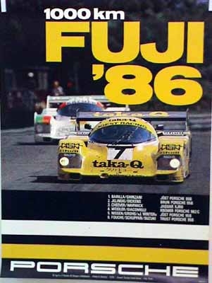 Porsche Original Rennplakat 1986 - 1000 Km Fuji - Gut Erhalten