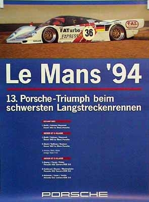 Porsche 24 Stunden Von Le Mans 1994 - Porsche Original Rennplaka