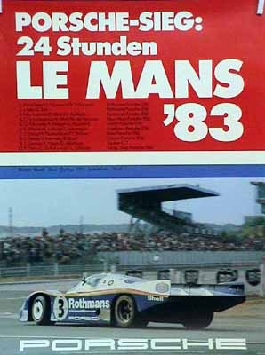 Porsche Original Rennplakat 1983 - 24 Stunden Lemans - Gut Erhalten