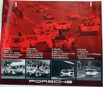 Porsche Vier Le Mans Erfolge - Porsche Original Rennplakat