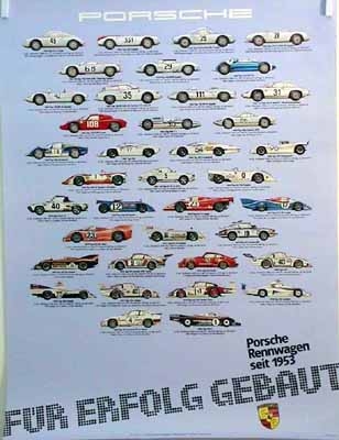 Porsche Original Werbeplakat 1982 - Rennwagen Seit 1953 - Gut Erhalten