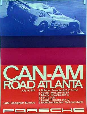 Porsche Road Atlanta Can-am 1972 - Porsche Original Rennplakat