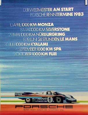 Porsche Original 1983 - Renntermine Porsche 956 - Gut Erhalten