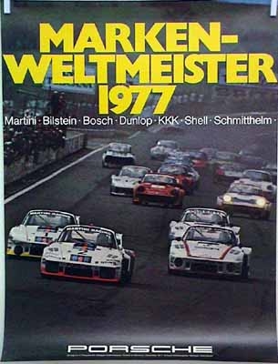 Porsche Original Werbeplakat 1977 - Markenweltmeister - Leichte Gebrauchsspuren