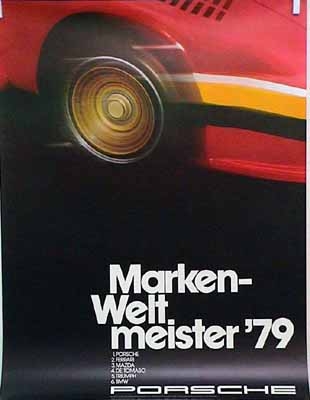 Porsche Original Werbeplakat 1979 - Markenweltmeister - Gut Erhalten