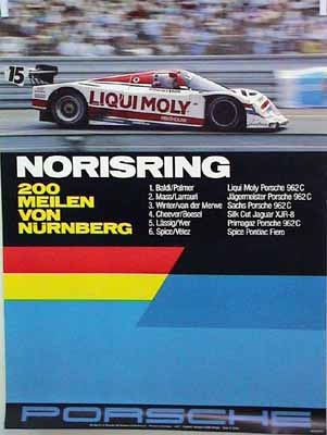 Porsche Original Rennplakat 1987 - 200 Meilen Norisring - Leichte Gebrauchsspuren