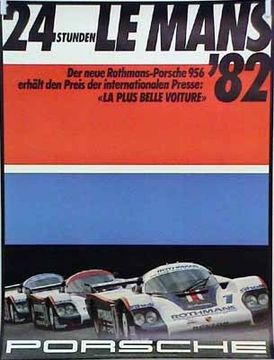 Porsche Original Rennposter 1982 - Le Mans Rothmans Porsche 956 - Gut Erhalten