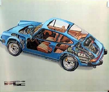 Porsche Original Schnittzeichnung 911 Sc