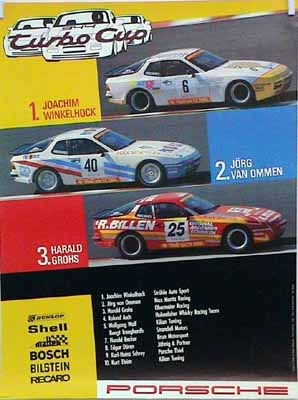 Porsche Original Werbeplakat 1986 - Turbocup - Gut Erhalten