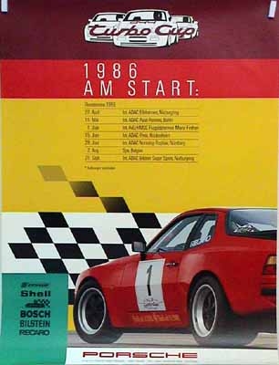 Porsche Original Rennplakat 1986 - Turbocup - Lädiert
