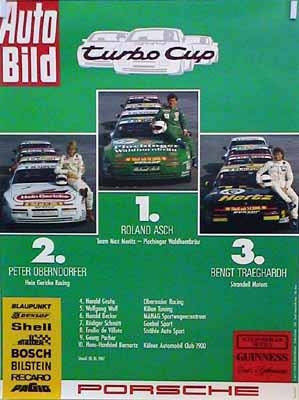 Porsche Original Werbeplakat 1987 - Turbocup - Gut Erhalten