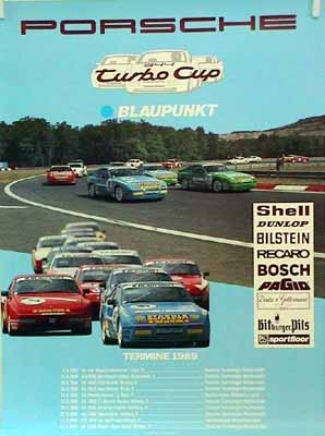 Porsche Original Rennplakat 1989 - Turbocup - Gut Erhalten