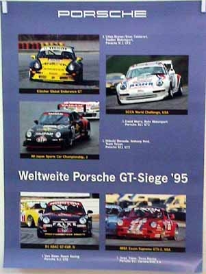 Porsche Original Rennplakat 1995 - Weltweite Gt-siege - Gut Erhalten