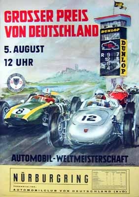 Original Avd Rennplakat 1962 Grand Prix Germany