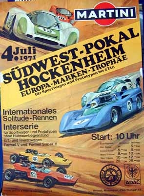 Original Rennplakat 1971 Martini Südwest-pokal