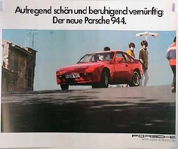 Porsche Original Werbeplakat - Porsche 944- Gut Erhalten