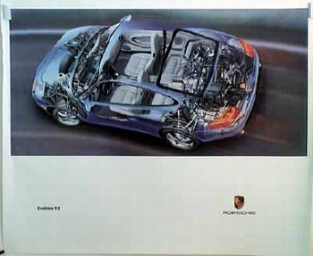 Porsche Original Werbeplakat - Porsche 911 Schnittzeichnung - Leichte Gebrauchsspuren