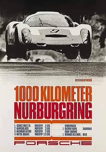 Porsche Rennplakat Reprint 1000km Nürburgring
