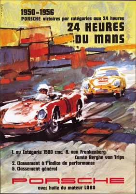 Porsche Rennplakat Reprint 24 Heueres