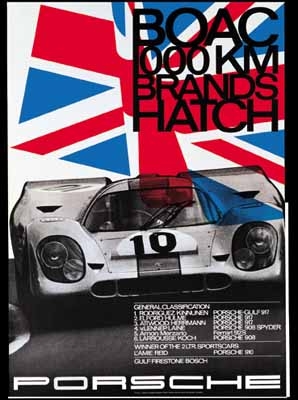 Porsche Rennplakat Reprint Boac 1000