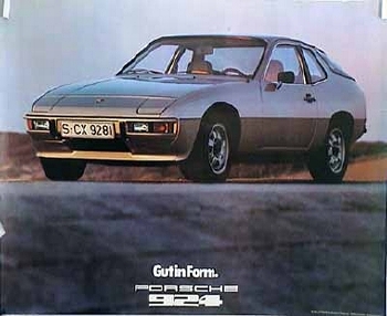 Porsche Original Werbeplakat - Porsche 924 - Leichte Gebrauchsspuren