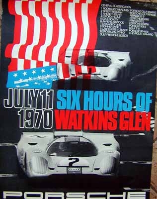 Porsche Original Rennplakat 1970 - 6h Watkins Glen - Gut Erhalten