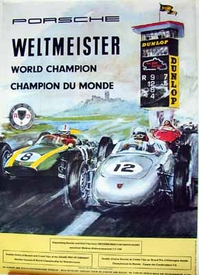 Original Porsche Rennplakat - Reprint Großer Preis Von Deutschland 1960 - Leichte Gebrauchsspuren