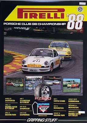 Porsche Original Rennplakat 1988 - Porsche Club Great Britain Championship - Gut Erhalten