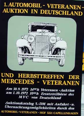 Poster Der 1. Automobil-veteranen Auktion In Deutschland Und Mercedes Veteranen, 1972