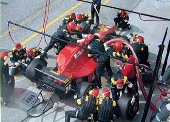 Ferrari Gerhard Berger Boxenstop Imola