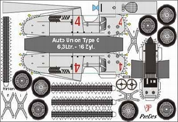 Australia Auto Racing on Bastelbogen Auto Union Type C   Bastelkarten