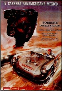 Porsche Carrera Panamericana Mexico 1953 - Porsche Reprint - Small Poster