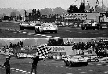 24 Hours Of Le Mans. Ickx /oliver In Their Ford Gt 40 Und Herrmann/larrousse In Their Porsche 908.