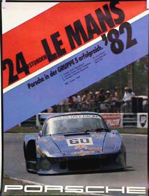 Porsche Original Rennplakat 1982 - 24 Stunden Von Le Mans - Leichte Gebrauchsspuren