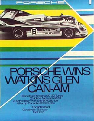 Porsche Original Rennplakat 1973 - Porsche Watkins Glen Can-am - Gut Erhalten
