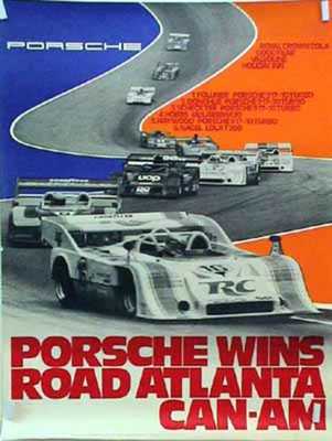 Porsche Original Rennplakat 1973 - Can-am Road Atlanta - Gut Erhalten
