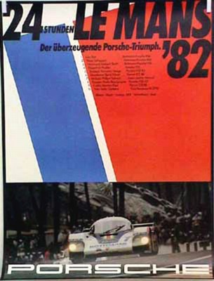 Porsche Original Rennplakat 1982 - Stunden Von Le Mans - Gut Erhalten