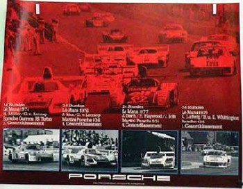 Porsche Original Rennplakat 1974, 1976, 1977, 1979 - 24 Stunden Von Le Mans - Leichte Gebrauchsspure