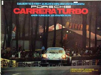Porsche Original Rennplakat 1974 - Porsche Carrera Turbo Werbung Le Mans - Gut Erhalten