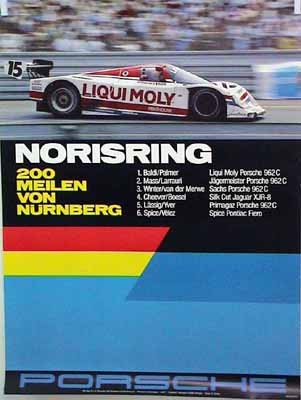 Porsche Original Rennplakat 1987 - 200 Meilen Norisring - Lädiert