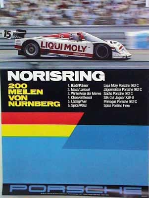 Porsche Original Rennplakat 1987 - 200 Meilen Norisring - Gut Erhalten