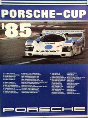 Porsche Original Rennplakat 1985 - Porsche Cup - Gut Erhalten