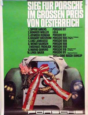 Porsche Original Reprint 1969 - Großer Preis Von Österreich Porsche 917 - Gut Erhalten