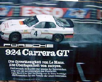 Porsche Original Rennplakat 1980 - J. Barth Im Porsche 924 Gt - Gut Erhalten