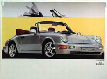 Porsche Original Werbeplakat 1985 - Carrera Cabriolet 964 - Mint